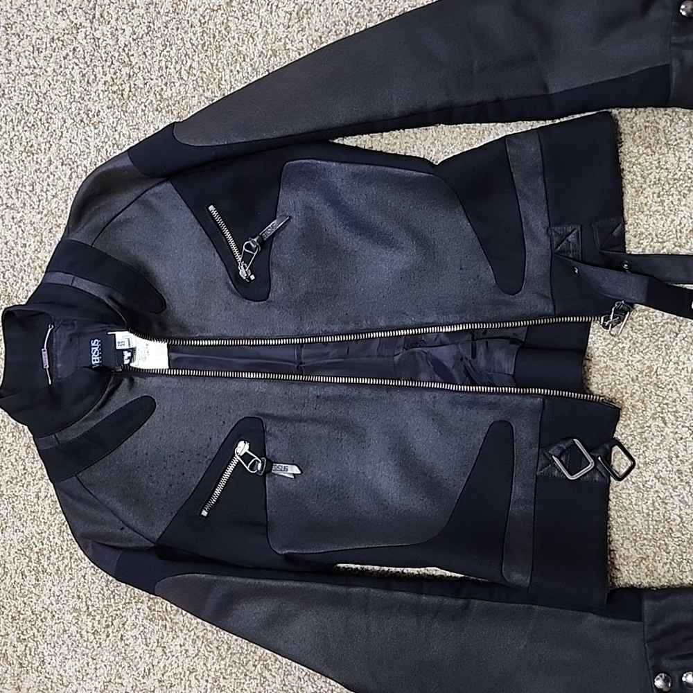 VERSUS Versace Black Wool Biker Jacket Size 42